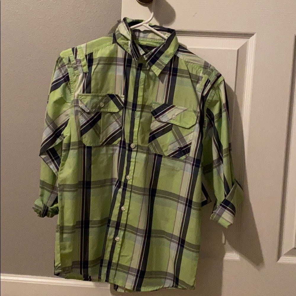 Green kids button down